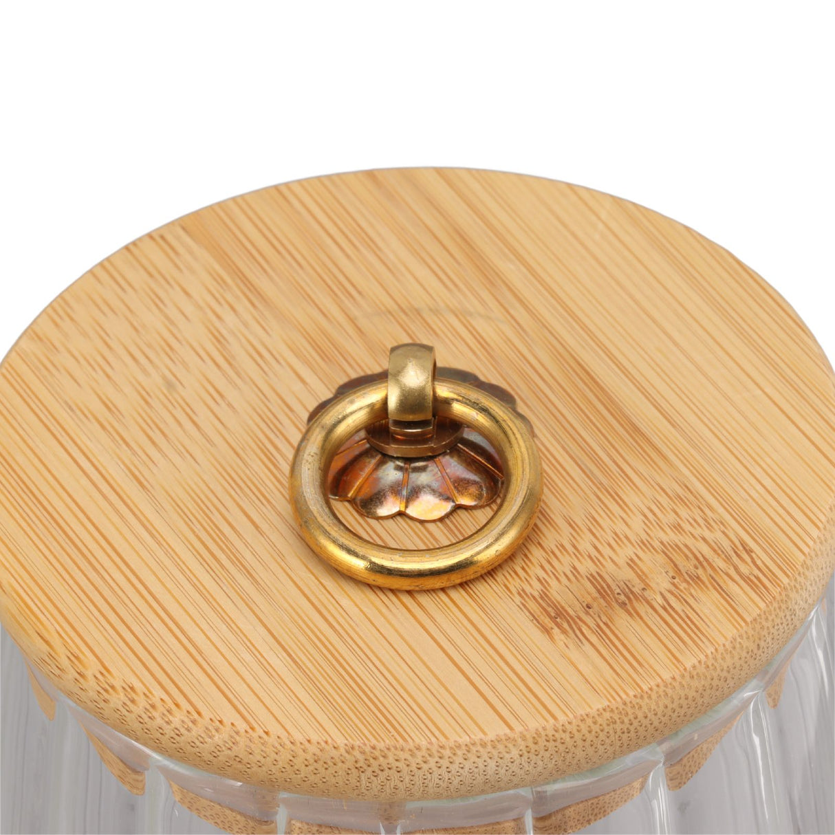580ml Glass Tea Canister Transparent Food Storage Containers Jars with Airtight Bamboo Lid for Kitchen Counter