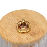 580ml Glass Tea Canister Transparent Food Storage Containers Jars with Airtight Bamboo Lid for Kitchen Counter