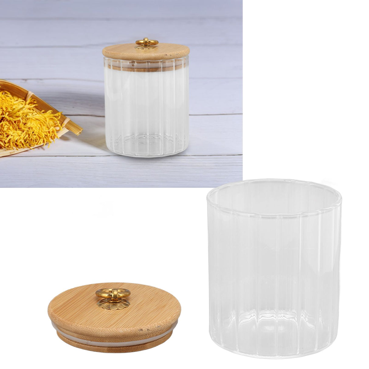 Food Storage Jar Clear Glass Canning Jar Moisture Proof with Sealed Lid for Tea Coffee Sugar Dried Fruit 500ml