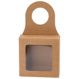 25 Count Kraft Paper Wine Bottle Box with Hanging Hook Window Foldable Kraft Gift Boxes - Top-Down View