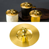 Cute Bear Cup Cover Stainless Steel Dustproof Rounded Edges Glossy Surface Artistic Cup Lid for Mug Glass Cup Gold