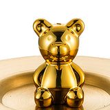 Cute Bear Cup Cover Stainless Steel Dustproof Rounded Edges Glossy Surface Artistic Cup Lid for Mug Glass Cup Gold - Low Angle