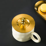 Cute Bear Cup Cover Stainless Steel Dustproof Rounded Edges Glossy Surface Artistic Cup Lid for Mug Glass Cup Gold