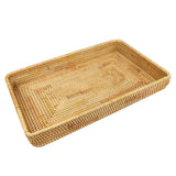 Rattan Tray Tabletop Organization Hand Woven Snack Storage Basket Multifunctional Serving Tray L