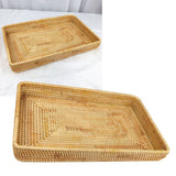 Rattan Tray Tabletop Organization Hand Woven Snack Storage Basket Multifunctional Serving Tray L - 45-Degree Angle