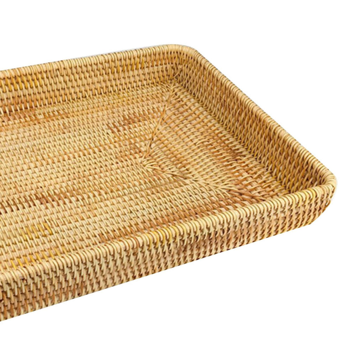 Rattan Tray Tabletop Organization Hand Woven Snack Storage Basket Multifunctional Serving Tray L