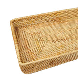 Rattan Tray Tabletop Organization Hand Woven Snack Storage Basket Multifunctional Serving Tray L - Low Angle