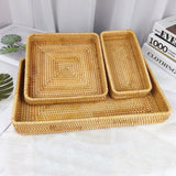 Rattan Tray Tabletop Organization Hand Woven Snack Storage Basket Multifunctional Serving Tray L - Extra Image