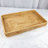 Rattan Tray Tabletop Organization Hand Woven Snack Storage Basket Multifunctional Serving Tray L