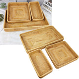 Rattan Tray Tabletop Organization Hand Woven Snack Storage Basket Multifunctional Serving Tray 3 Pcs Set
