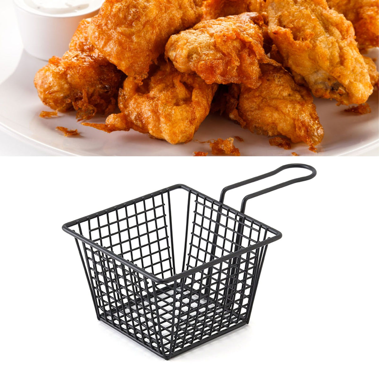 Fryer Basket Iron French Fry Holder Frying Strainer with Handle for Restaurant Home Black