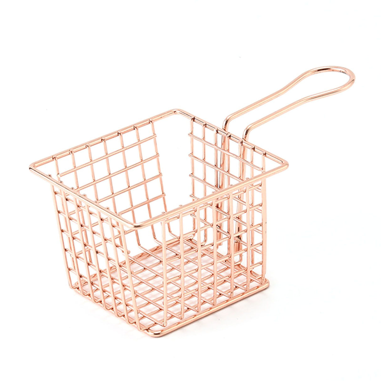 Fryer Basket Iron French Fry Holder Frying Strainer with Handle for Restaurant Home Rose Gold