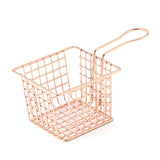 Fryer Basket Iron French Fry Holder Frying Strainer with Handle for Restaurant Home Rose Gold - Front View