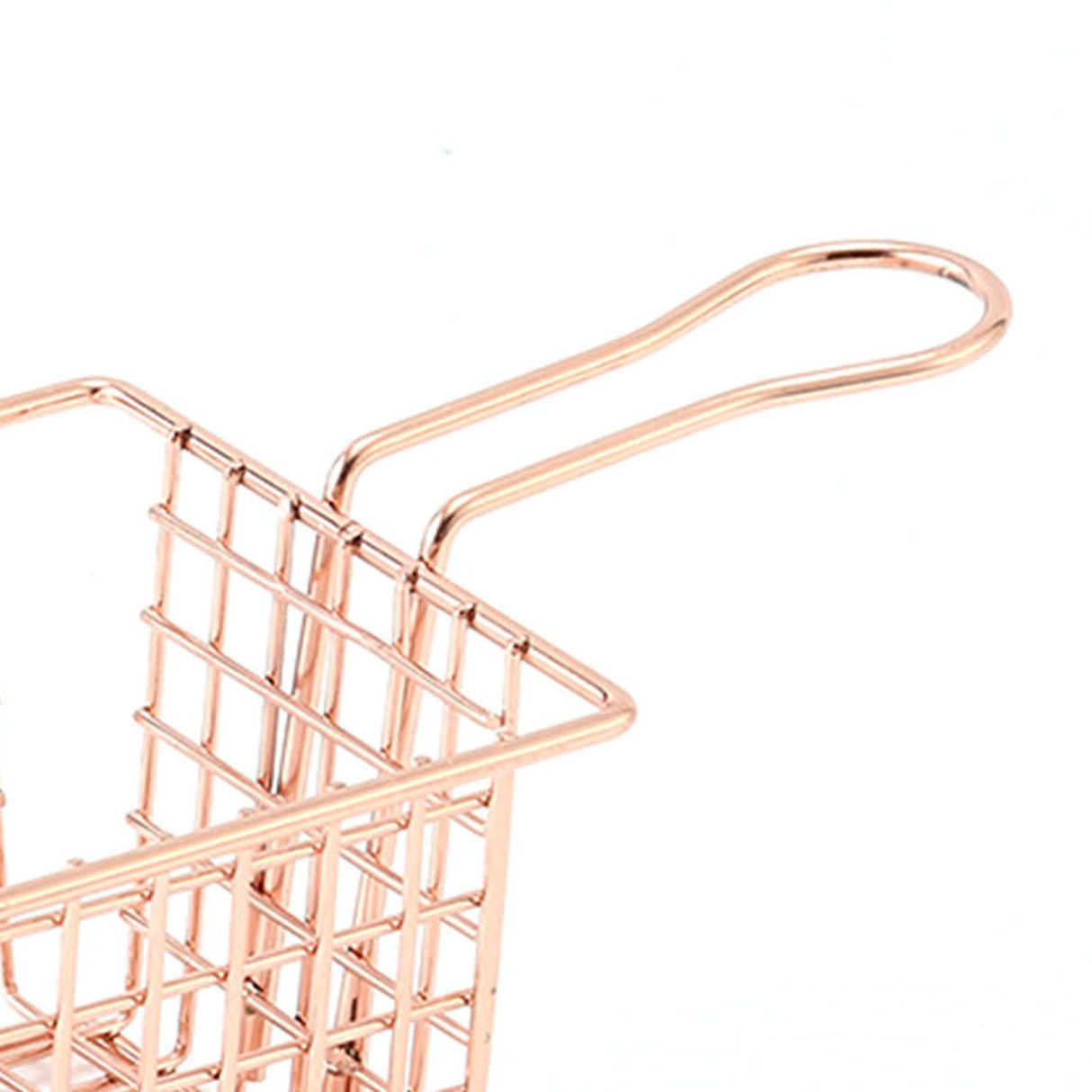 Fryer Basket Iron French Fry Holder Frying Strainer with Handle for Restaurant Home Rose Gold