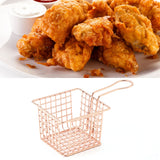Fryer Basket Iron French Fry Holder Frying Strainer with Handle for Restaurant Home Rose Gold
