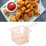 Fryer Basket Iron French Fry Holder Frying Strainer with Handle for Restaurant Home Rose Gold