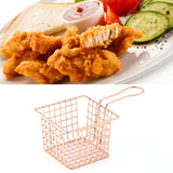 Fryer Basket Iron French Fry Holder Frying Strainer with Handle for Restaurant Home Rose Gold