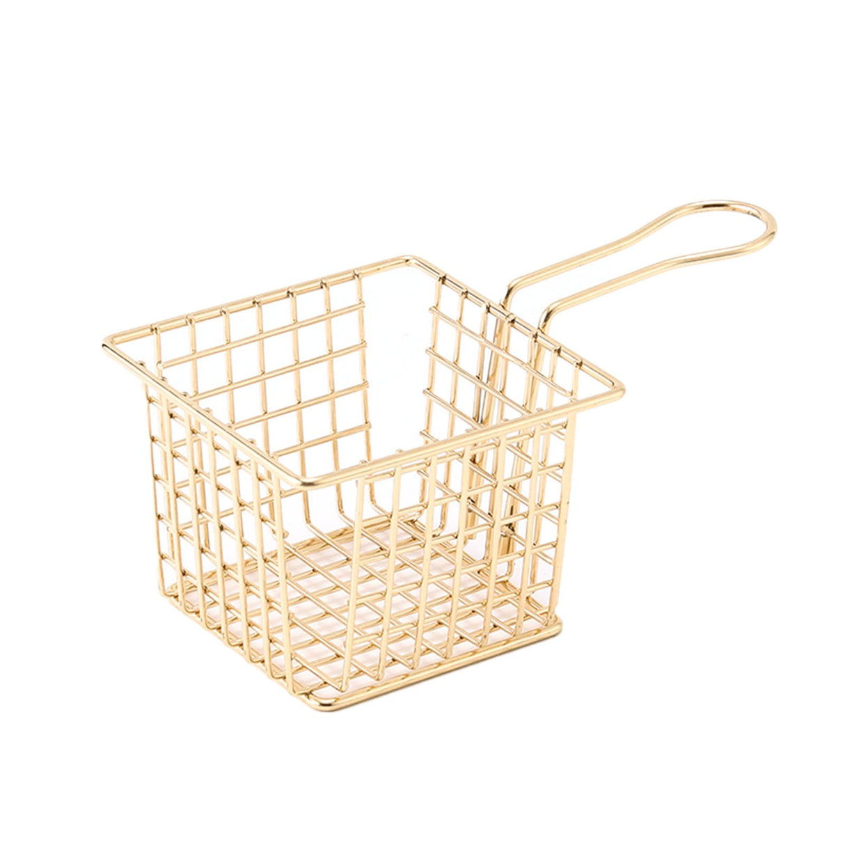 Fryer Basket Iron French Fry Holder Frying Strainer with Handle for Restaurant Home Imitation Gold