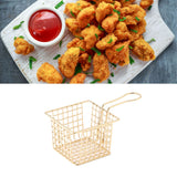 Fryer Basket Iron French Fry Holder Frying Strainer with Handle for Restaurant Home Imitation Gold