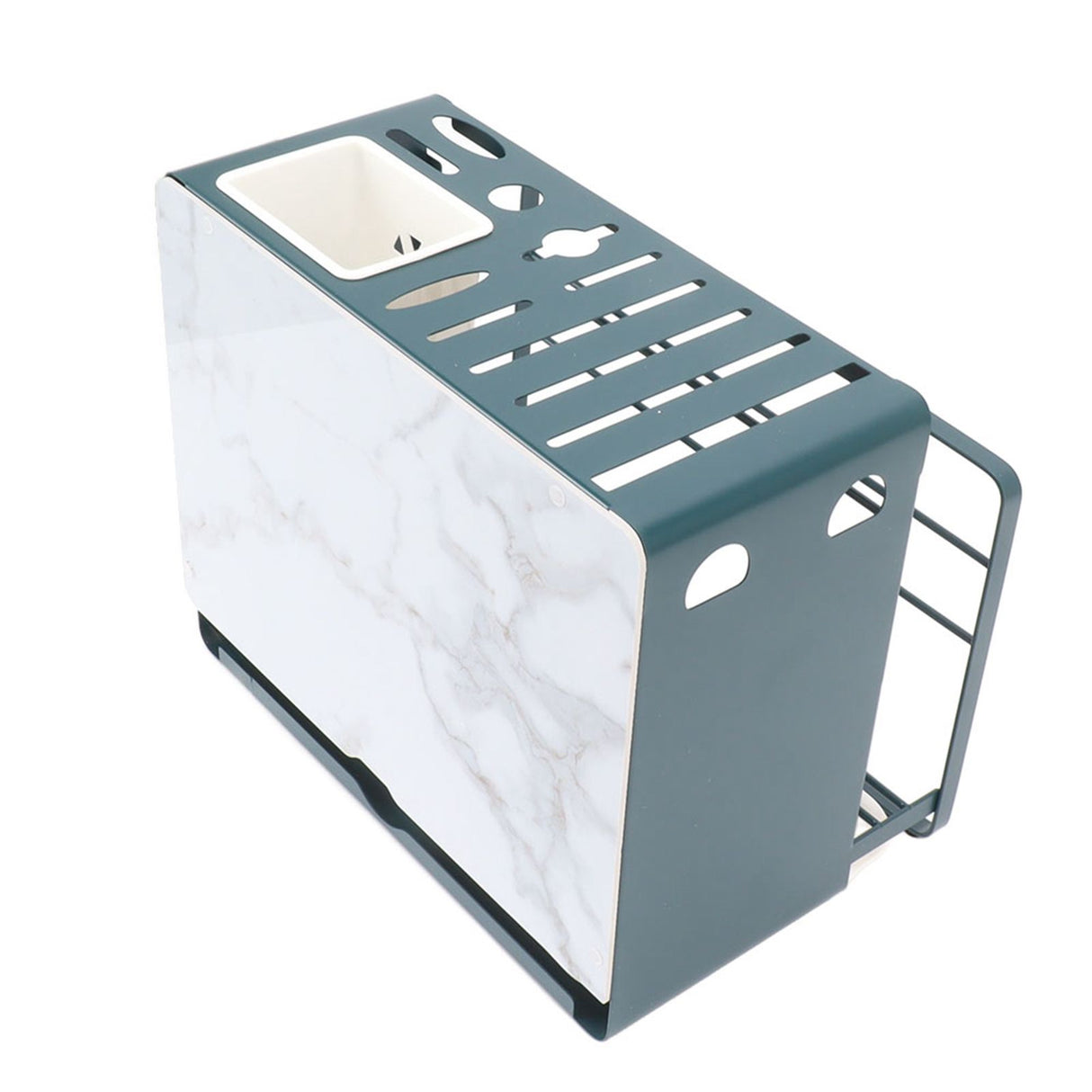 Multifunctional Knife Blocks with White Plate Cutting Board Pot Lid Holder for Countertop Organization Kitchen Storage Wall Mount Green Frame