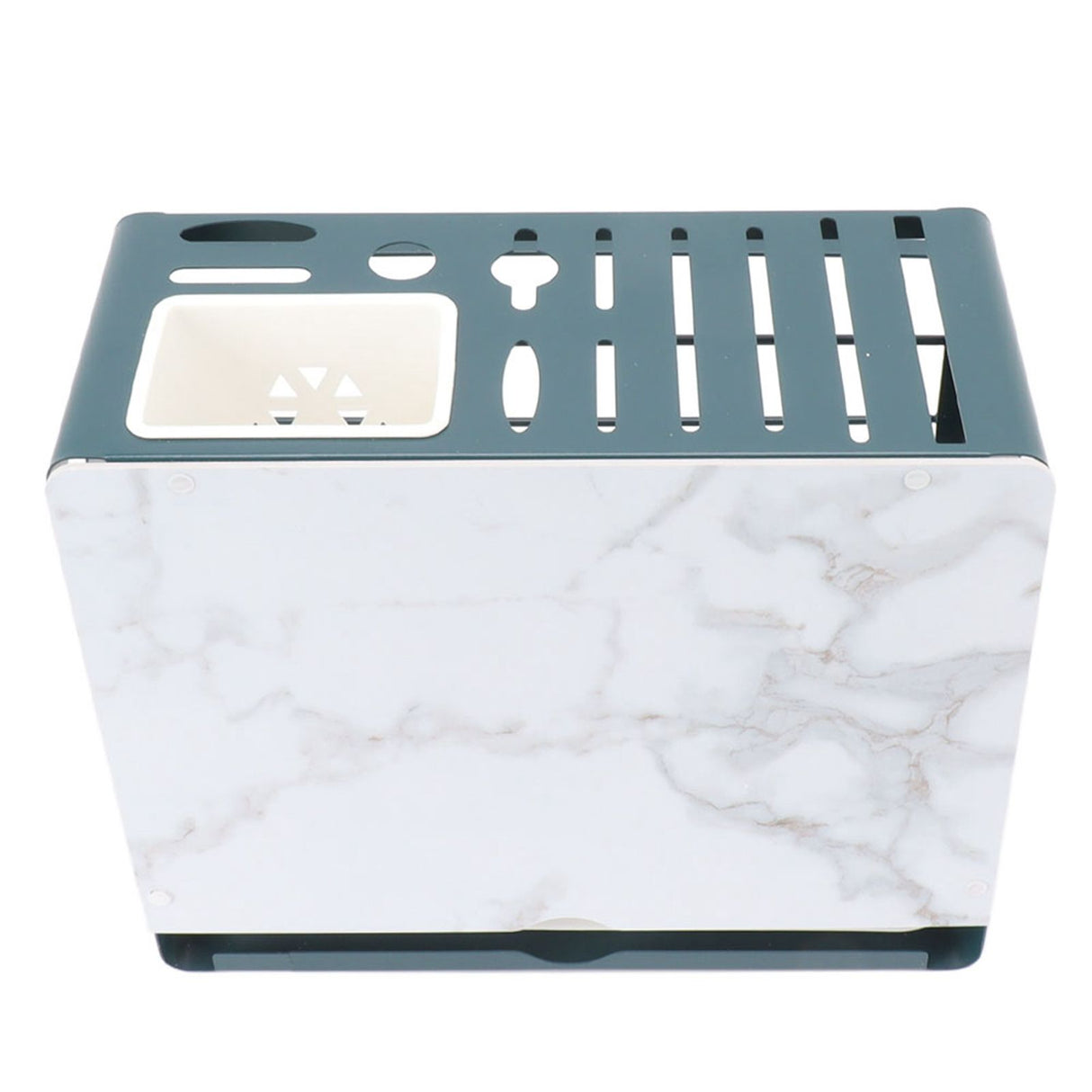 Multifunctional Knife Blocks with White Plate Cutting Board Pot Lid Holder for Countertop Organization Kitchen Storage Wall Mount Green Frame