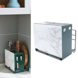 Multifunctional Knife Blocks with White Plate Cutting Board Pot Lid Holder for Countertop Organization Kitchen Storage Wall Mount Green Frame