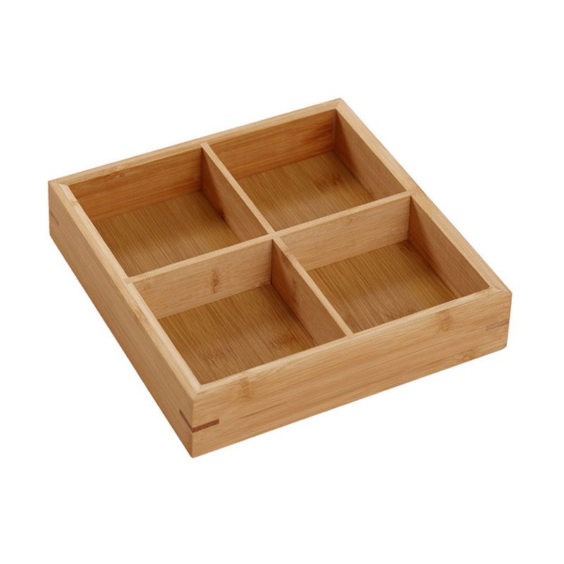 Divided Wooden Tray Multi Compartments Serving Tray for Hot Pot Restaurants Sushi Plate 4 Compartments