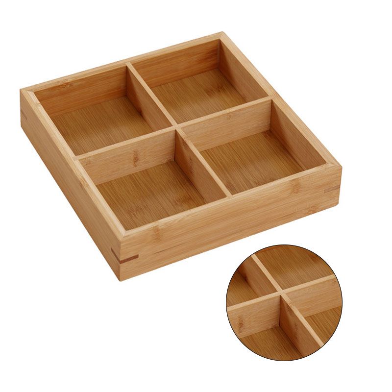 Divided Wooden Tray Multi Compartments Serving Tray for Hot Pot Restaurants Sushi Plate 4 Compartments