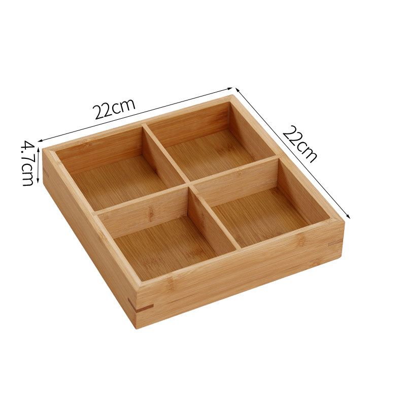 Divided Wooden Tray Multi Compartments Serving Tray for Hot Pot Restaurants Sushi Plate 4 Compartments