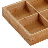 Divided Wooden Tray Multi Compartments Serving Tray for Hot Pot Restaurants Sushi Plate 6 Compartments - Close-Up Angle