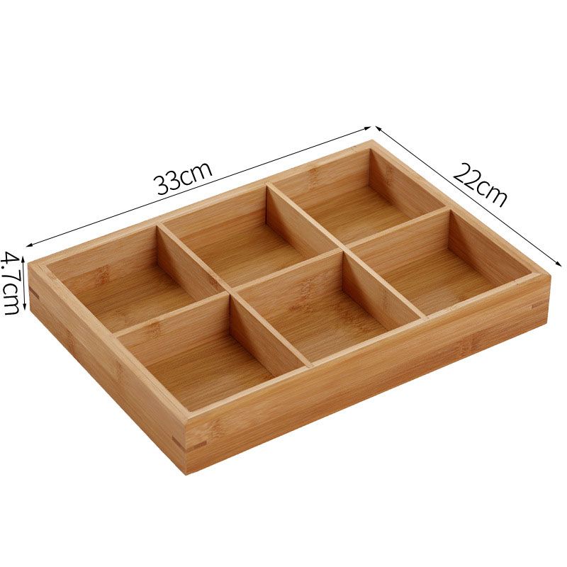Divided Wooden Tray Multi Compartments Serving Tray for Hot Pot Restaurants Sushi Plate 6 Compartments