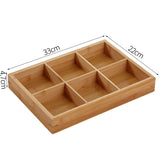 Divided Wooden Tray Multi Compartments Serving Tray for Hot Pot Restaurants Sushi Plate 6 Compartments - Extra Image