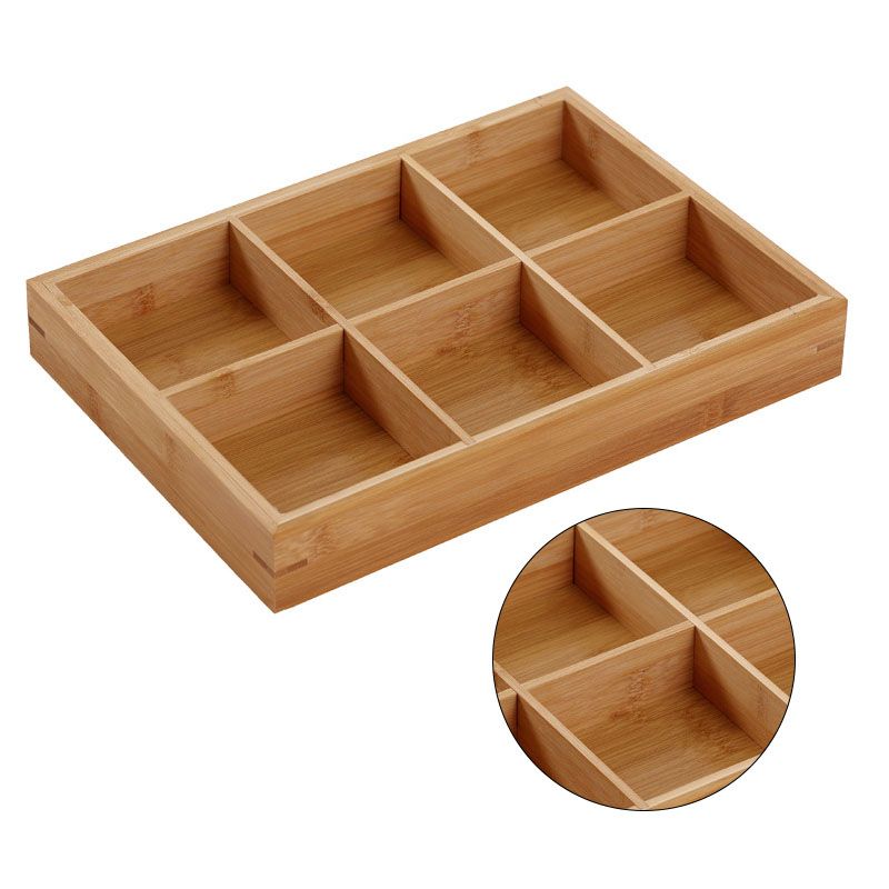 Divided Wooden Tray Multi Compartments Serving Tray for Hot Pot Restaurants Sushi Plate 6 Compartments