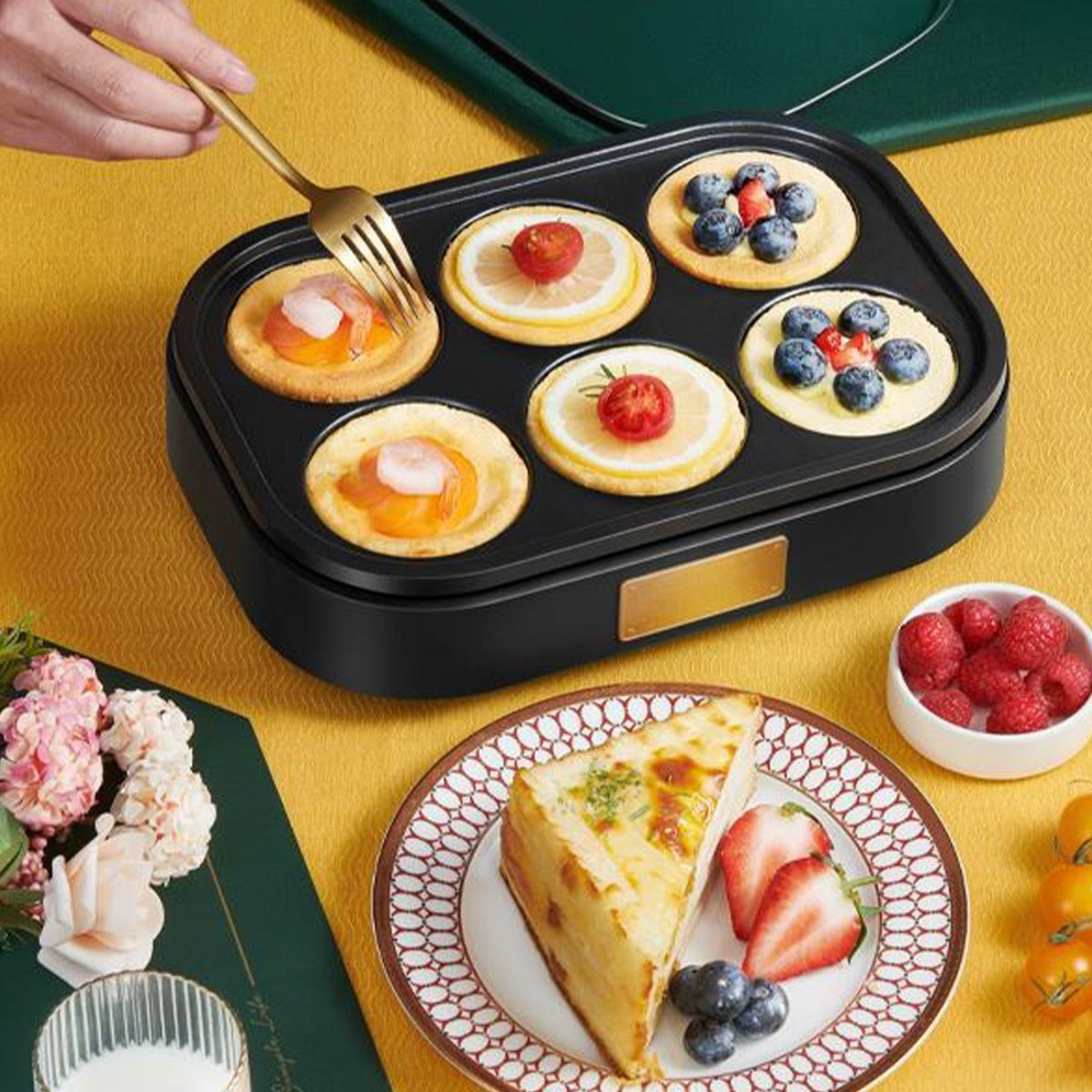 6 Hole Egg Frying Pan Nonstick Breakfast Pot Multifunctional Breakfast Maker Hamburger Machine Without Pot Cover
