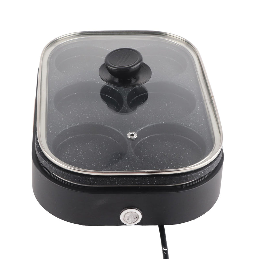 6 Hole Egg Frying Pan Nonstick Breakfast Pot Multifunctional Breakfast Maker Hamburger Machine With Pot Cover