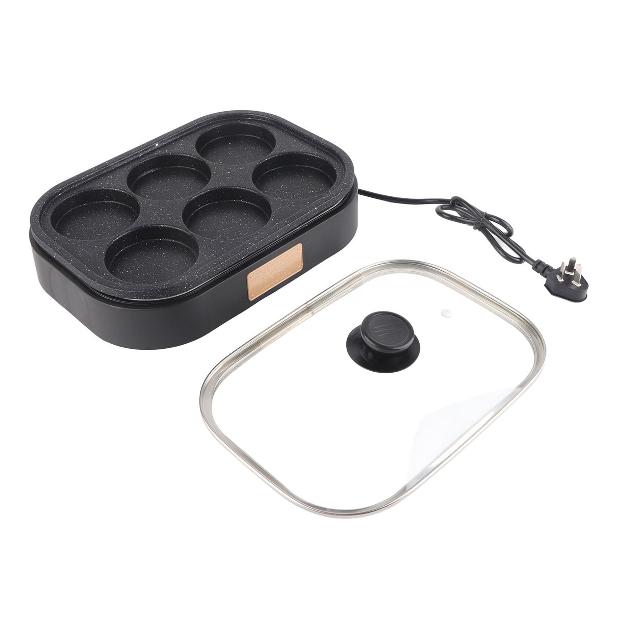 6 Hole Egg Frying Pan Nonstick Breakfast Pot Multifunctional Breakfast Maker Hamburger Machine With Pot Cover