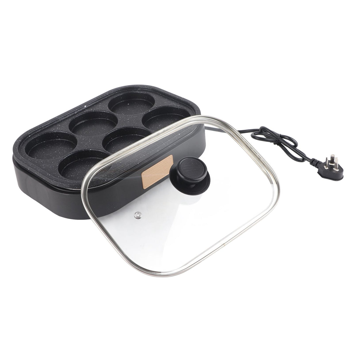 6 Hole Egg Frying Pan Nonstick Breakfast Pot Multifunctional Breakfast Maker Hamburger Machine With Pot Cover
