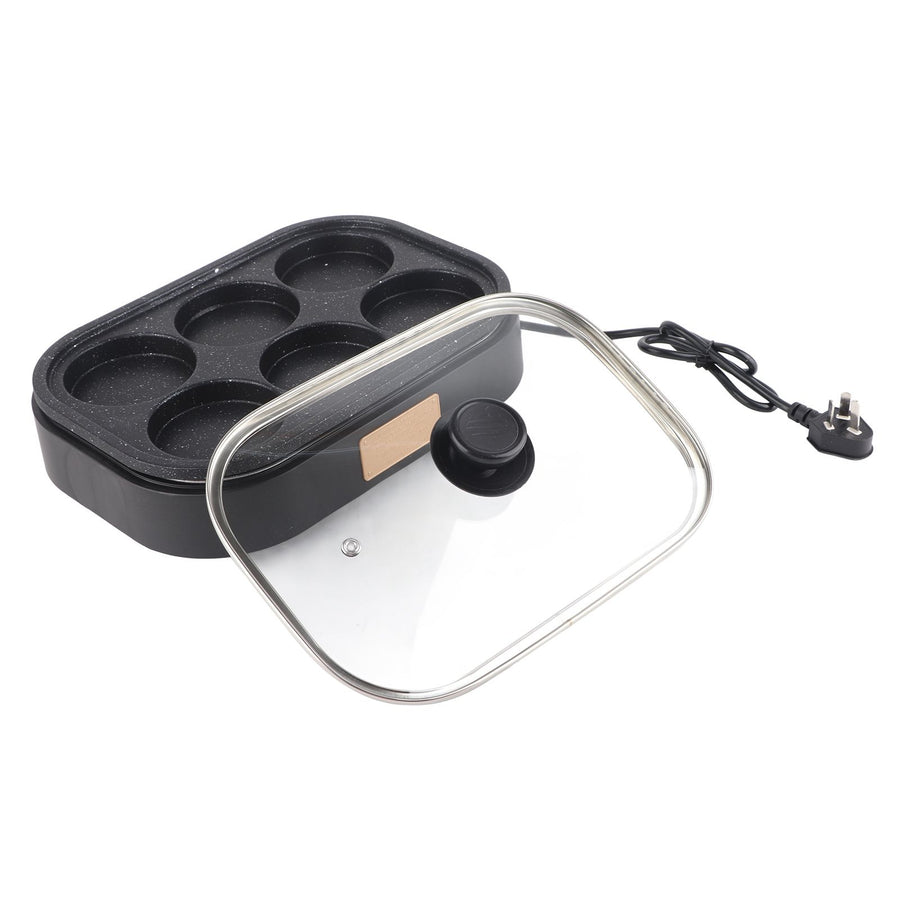 6 Hole Egg Frying Pan Nonstick Breakfast Pot Multifunctional Breakfast Maker Hamburger Machine With Pot Cover