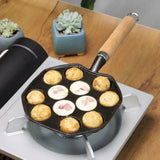 14 Holes Takoyaki Pan Nonstick Cast Iron Octopus Meat Balls Mold Maker with Detachable Handle for Home Pancake Baking