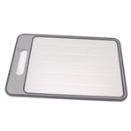 Defrosting Tray Double Sided Grinding Thawing Cutting Board with Sharpener for Frozen Meat Grey