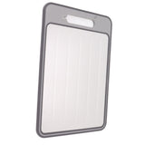 Defrosting Tray Double Sided Grinding Thawing Cutting Board with Sharpener for Frozen Meat Grey