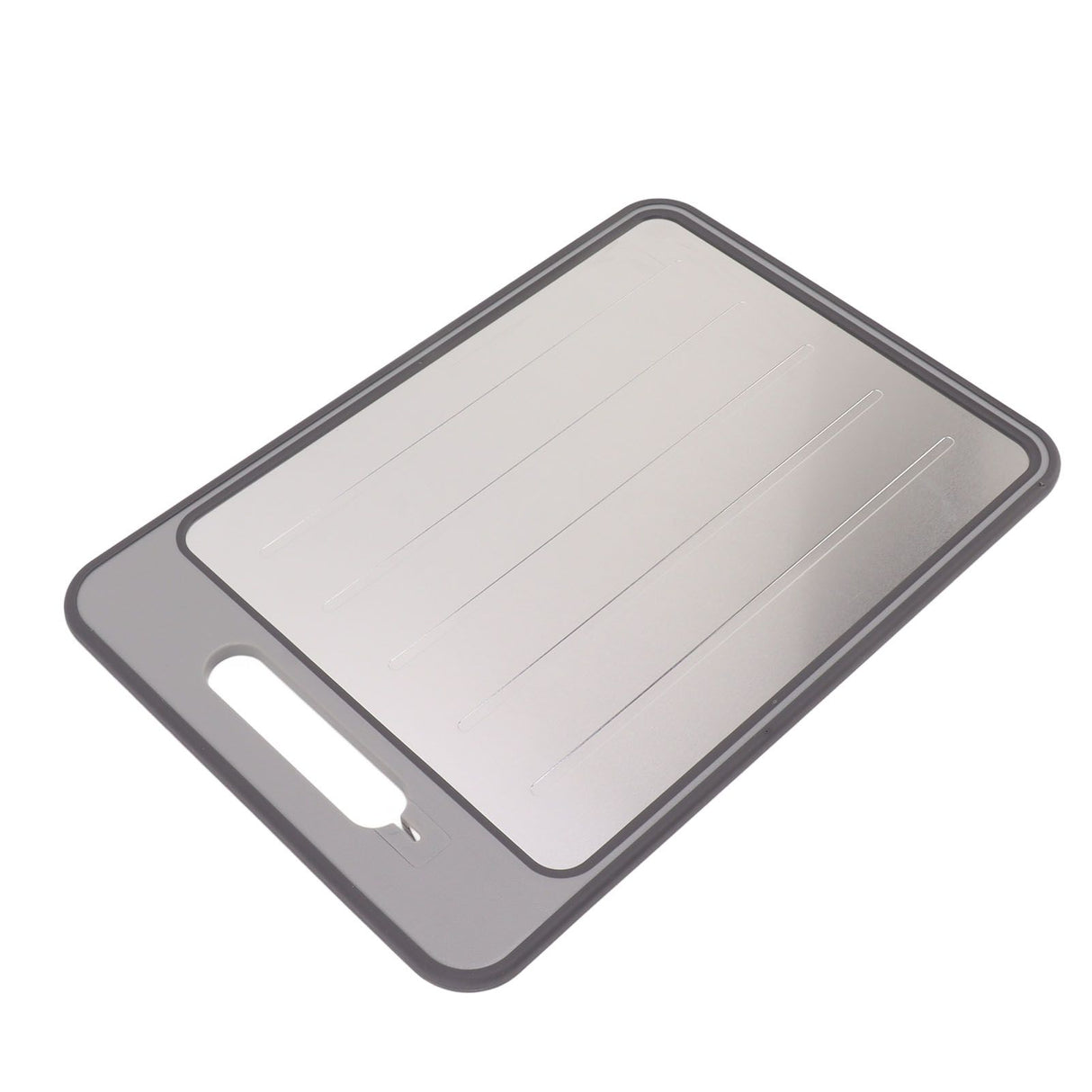 Defrosting Tray Double Sided Grinding Thawing Cutting Board with Sharpener for Frozen Meat Grey