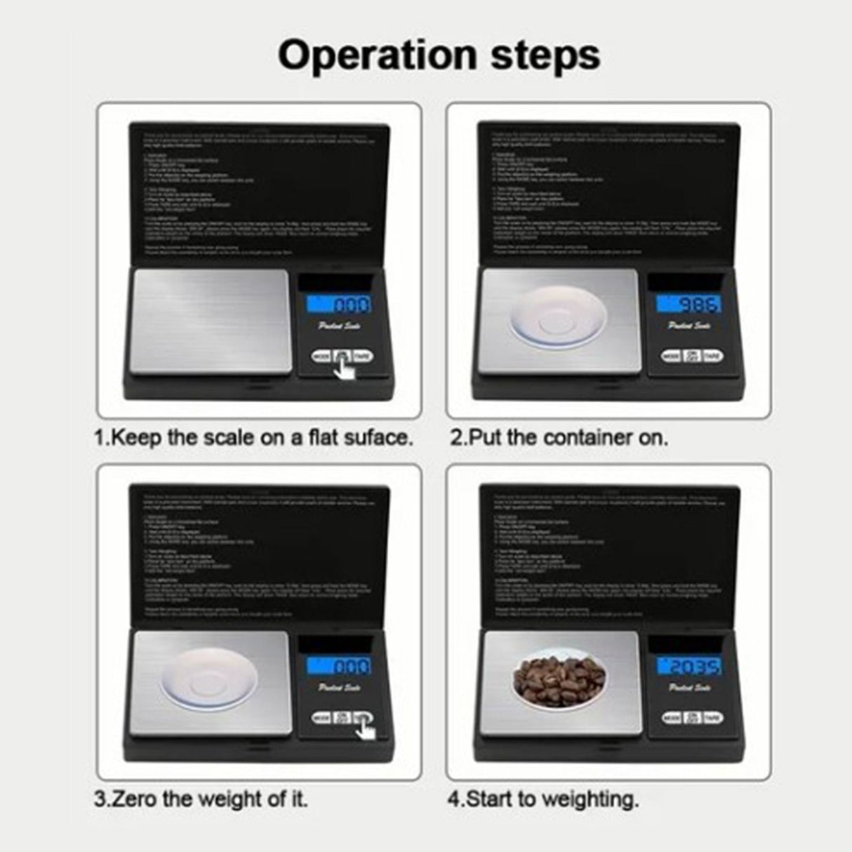 Digital Scale Backlit LCD Accurate Measurement Electronic Food Steelyard for Kitchen Jewelry 1000G 0.1G