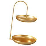 2 Tier Iron Fruit Serving Tray Waterproof Multi Tier Storage Platter for Coffee Table Party Gold - Side View