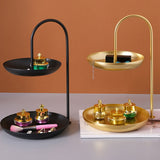 2 Tier Iron Fruit Serving Tray Waterproof Multi Tier Storage Platter for Coffee Table Party Gold - Rear View