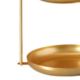 2 Tier Iron Fruit Serving Tray Waterproof Multi Tier Storage Platter for Coffee Table Party Gold