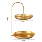 2 Tier Iron Fruit Serving Tray Waterproof Multi Tier Storage Platter for Coffee Table Party Gold