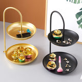 2 Tier Iron Fruit Serving Tray Waterproof Multi Tier Storage Platter for Coffee Table Party Gold - Extra Image