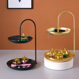 2 Tier Iron Fruit Serving Tray Waterproof Multi Tier Storage Platter for Coffee Table Party Gold