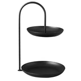 2 Tier Iron Fruit Serving Tray Waterproof Multi Tier Storage Platter for Coffee Table Party Black - Front View